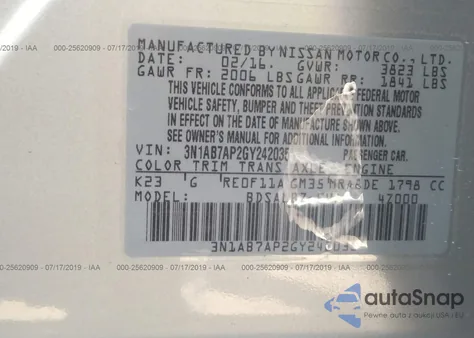 2016 Nissan Sentra S from USA, damaged, VIN 3N1AB7AP2GY242035